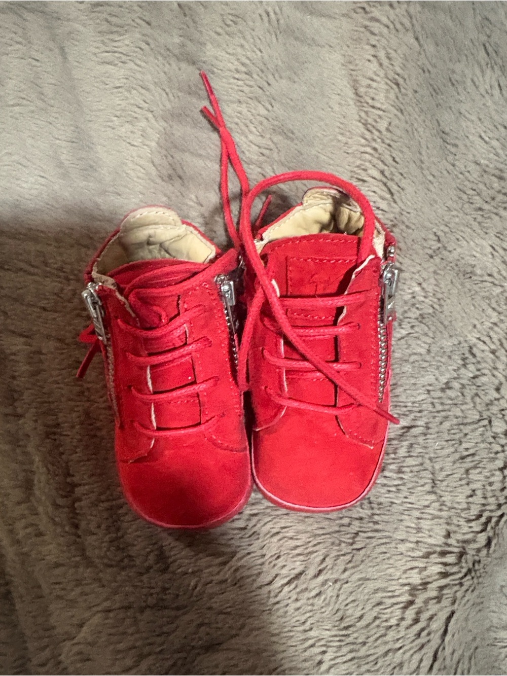 Red Suede Giuseppe Zanotti Kids soft-bottom shoes / crib booties